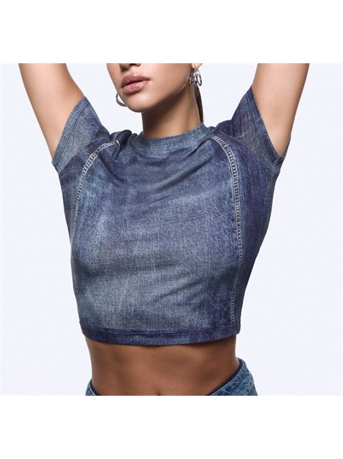 Denim effect cropped T-shirt Liu Jo | UA6502J1624.L9680